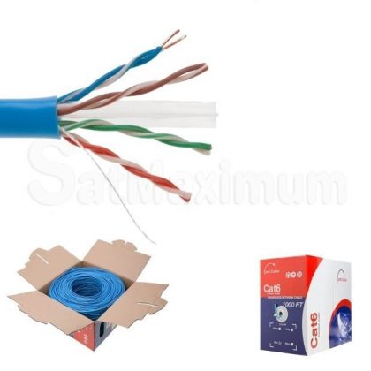 SatMaximum CAT6 1000ft UTP Solid Cable 550MHz Ethernet LAN Cable 23AWG RJ45 Network Wire Blue