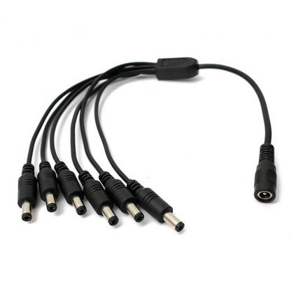 1 to 6 Way DC Power Splitter Cable, Plug 5.5mm x 2.1mm, 1 Female to 6 Male DC Power Output Y Adapter Cord for CCTV Camera, Router, LED Light Strip and More (Black)