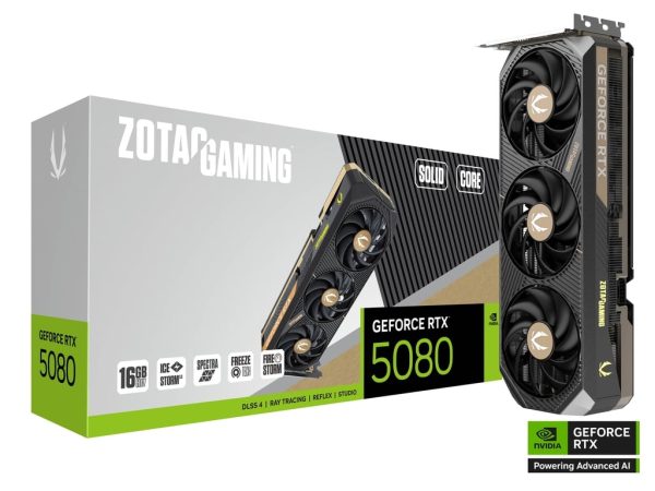 ZOTAC SOLID CORE GeForce RTX 5080 16GB 256-Bit GDDR7 PCI-Express 4.0 DLSS 4.0 Graphics Card ZT-B50800D2-10P, ZOTAC GEFORCE RTX 5080 16GB SOLID CORE