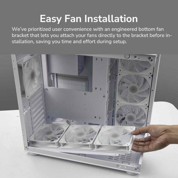 Cougar FV150 RGB Mid Tower ATX Computer Case, Tempered Glass Side Panel, 4 x 120mm ARGB Fans Pre-Installed, White - Image 12