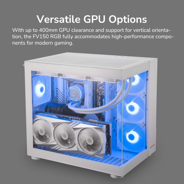 Cougar FV150 RGB Mid Tower ATX Computer Case, Tempered Glass Side Panel, 4 x 120mm ARGB Fans Pre-Installed, White - Image 14