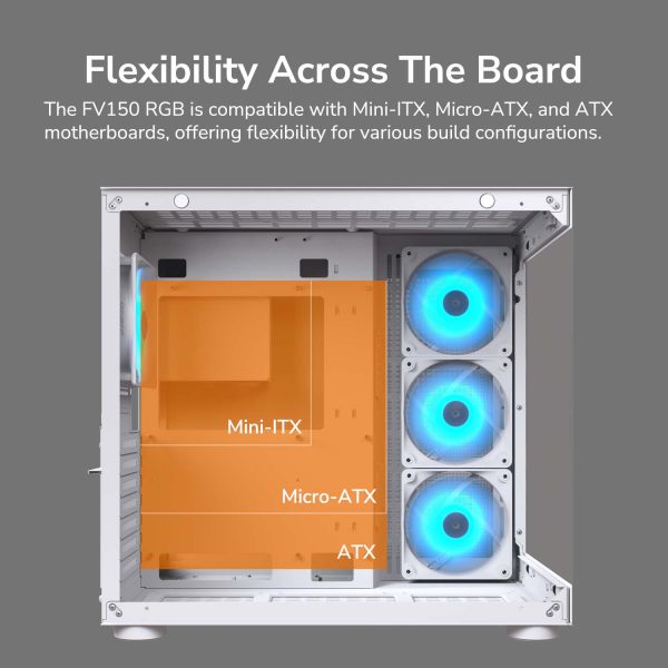 Cougar FV150 RGB Mid Tower ATX Computer Case, Tempered Glass Side Panel, 4 x 120mm ARGB Fans Pre-Installed, White - Image 15