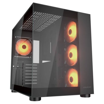 Cougar FV150 RGB Mid Tower ATX Computer Case, Tempered Glass Side Panel, 4 x 120mm ARGB Fans Pre-Installed, Black