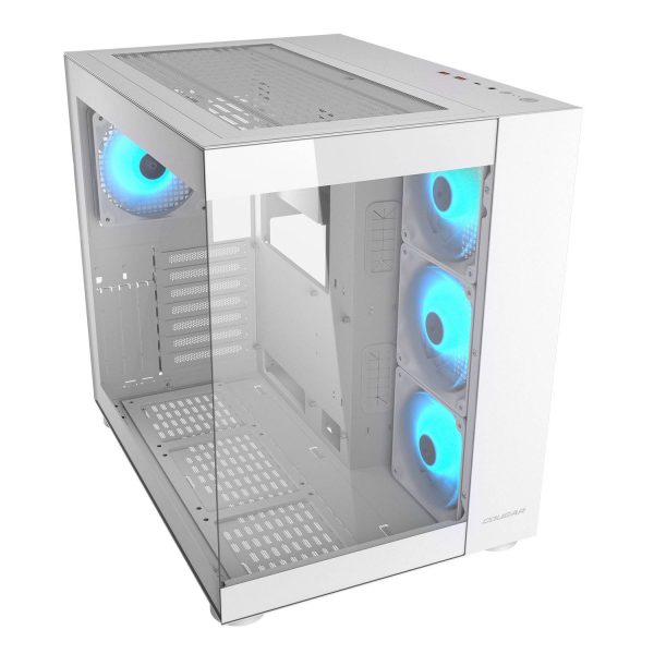 Cougar FV150 RGB Mid Tower ATX Computer Case, Tempered Glass Side Panel, 4 x 120mm ARGB Fans Pre-Installed, White - Image 2
