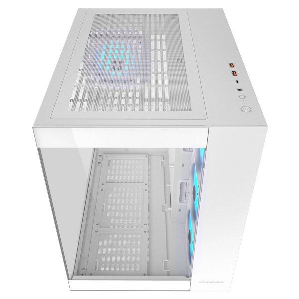 Cougar FV150 RGB Mid Tower ATX Computer Case, Tempered Glass Side Panel, 4 x 120mm ARGB Fans Pre-Installed, White - Image 4