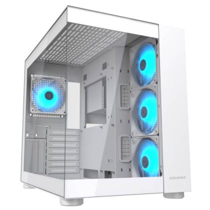 Cougar FV150 RGB Mid Tower ATX Computer Case, Tempered Glass Side Panel, 4 x 120mm ARGB Fans Pre-Installed, White
