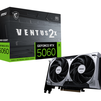 MSI Gaming RTX 5060 G5060-8V2C 8G GDDR7 Ventus 2X OC Extreme Performance: 2535 MHz, DisplayPort x3 2.1a, HDMI 2.1b Graphics Card