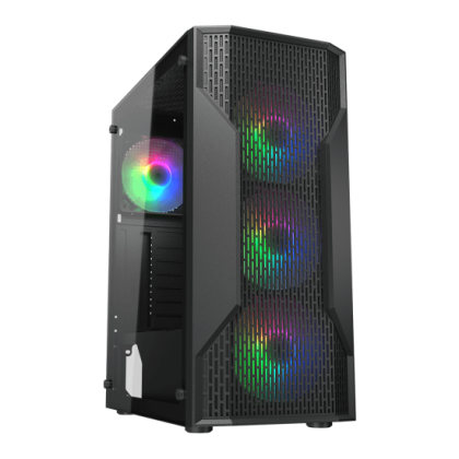 Cougar MX110 RGB MX110 RGB Black Mid-Tower Chassis with Window and 4 RGB Fans Preinstalled