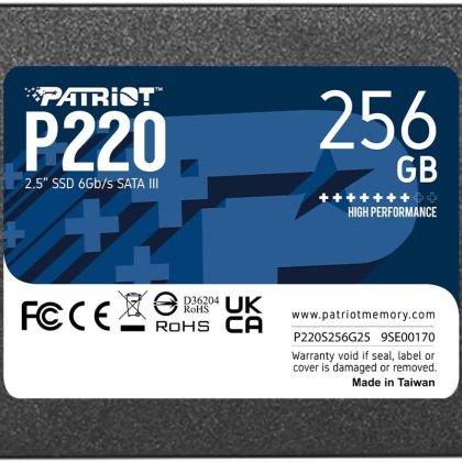 Patriot P220 256GB Internal SSD – SATA 3 2.5″ – Solid State Drive – P220S256G25