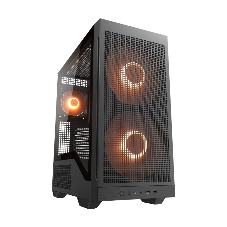 COUGAR MX600 Max RGB Mid-Tower Computer Case - White- Dual 200mm ARGB Front Fans - Dual-Curve Airflow Ramp - Extended Glass Side Panel - 5 Dust Filters - USB 3.2 Type-C - 2x USB 3.0 Type-A - HD Audio (Copy) - Image 2